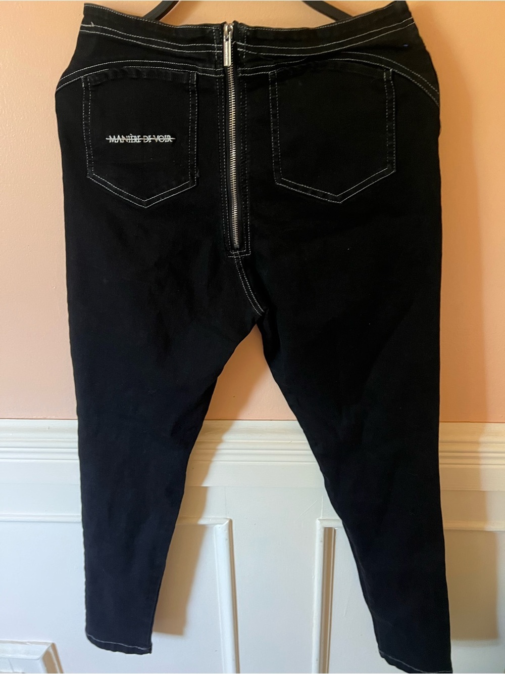 Maniere De Voir Black rear/back zipper detail Jeans acne piral ruti guizio leau